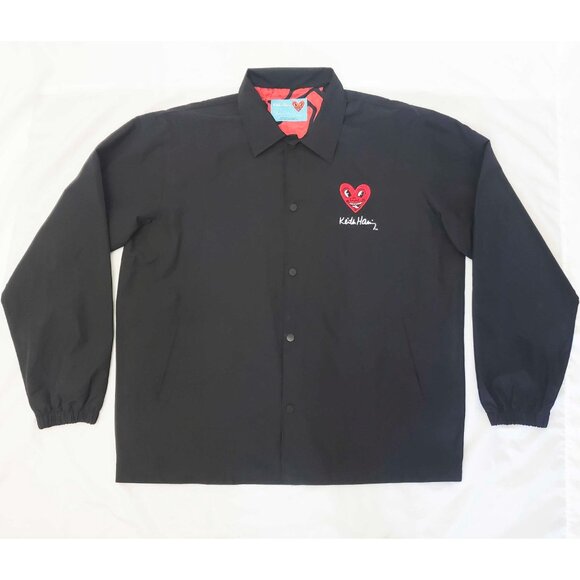 Shoe Palace x Keith Haring Pyramid Coach Mens Lifestyle Black Red Jacket 2XL - Picture 13 of 13